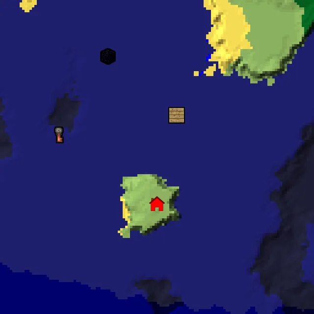 Overworld biome map of seed -47011050951319864 around spawn, with the spawn marked