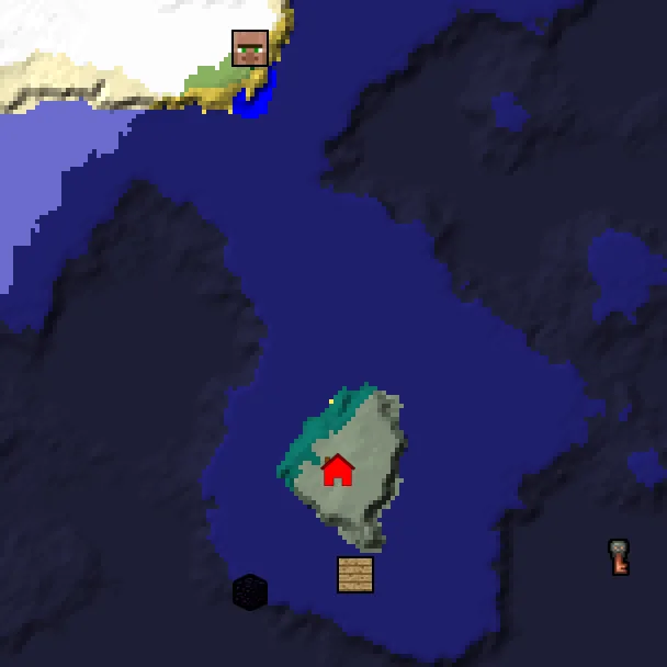 Overworld biome map of seed 1930026271562040358 around spawn, with the spawn marked