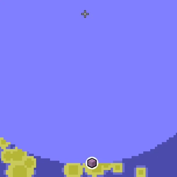 End biome map of seed 42103436036459 around the End, with the end city marked
