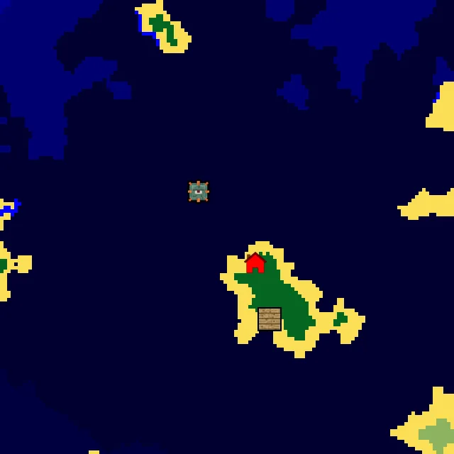 Overworld biome map of seed 7750172594582351 around spawn, with the monument marked
