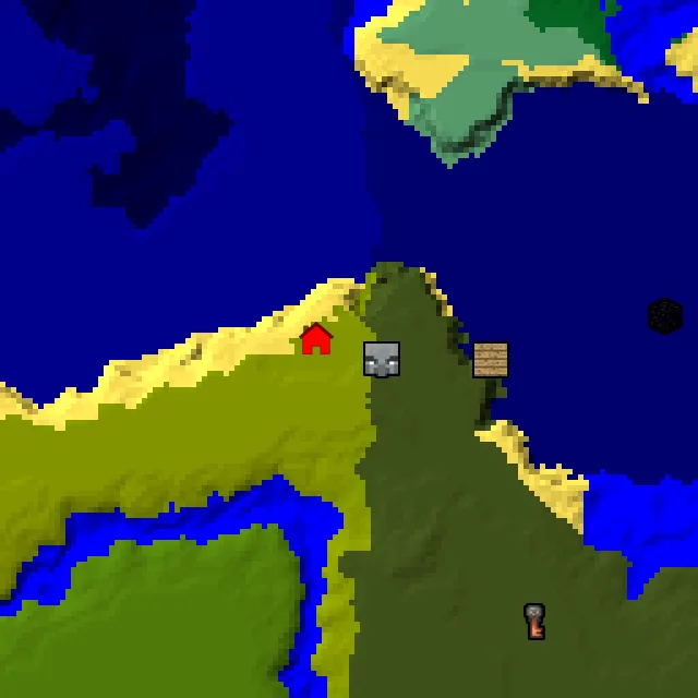 Overworld biome map of seed 9205689103895722 around spawn, with the mansion marked